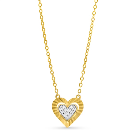 1/10 CT. T.w. Heart-Shaped Multi-Diamond Frame Necklace in 10K Gold