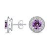 Thumbnail Image 1 of 6.0mm Amethyst and 3/8 CT. T.W. Lab-Grown Diamond Frame Vintage-Style Stud Earrings in 14K White Gold