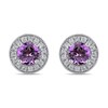 Thumbnail Image 2 of 6.0mm Amethyst and 3/8 CT. T.W. Lab-Grown Diamond Frame Vintage-Style Stud Earrings in 14K White Gold