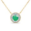 Thumbnail Image 1 of 6.0mm Emerald and 1/5 CT. T.W. Lab-Grown Diamond Frame Vintage-Style Necklace in 14K Gold