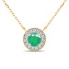 Thumbnail Image 0 of 6.0mm Emerald and 1/5 CT. T.W. Lab-Created Diamond Frame Vintage-Style Necklace in 14K Gold