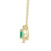 Thumbnail Image 2 of 6.0mm Emerald and 1/5 CT. T.W. Lab-Grown Diamond Frame Vintage-Style Necklace in 14K Gold