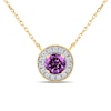 Thumbnail Image 1 of 6.0mm Amethyst and 1/5 CT. T.W. Lab-Created Diamond Frame Vintage-Style Necklace in 14K Gold