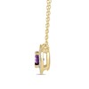 Thumbnail Image 2 of 6.0mm Amethyst and 1/5 CT. T.W. Lab-Created Diamond Frame Vintage-Style Necklace in 14K Gold
