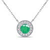 Thumbnail Image 1 of 6.0mm Emerald and 1/5 CT. T.W. Lab-Grown Diamond Frame Vintage-Style Necklace in 14K White Gold