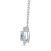 Thumbnail Image 2 of 6.0mm Aquamarine and 1/5 CT. T.W. Lab-Grown Diamond Frame Vintage-Style Necklace in 14K White Gold