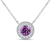 Thumbnail Image 1 of 6.0mm Amethyst and 1/5 CT. T.W. Lab-Grown Diamond Frame Vintage-Style Necklace in 14K White Gold