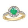 Thumbnail Image 1 of 6.0mm Emerald and 3/8 CT. T.W. Lab-Grown Diamond Frame Vintage-Style Ring in 14K Gold