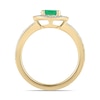 Thumbnail Image 3 of 6.0mm Emerald and 3/8 CT. T.W. Lab-Grown Diamond Frame Vintage-Style Ring in 14K Gold