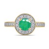 Thumbnail Image 4 of 6.0mm Emerald and 3/8 CT. T.W. Lab-Grown Diamond Frame Vintage-Style Ring in 14K Gold
