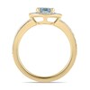 Thumbnail Image 2 of 6.0mm Aquamarine and 3/8 CT. T.W. Lab-Grown Diamond Frame Vintage-Style Ring in 14K Gold