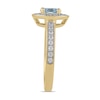 Thumbnail Image 3 of 6.0mm Aquamarine and 3/8 CT. T.W. Lab-Grown Diamond Frame Vintage-Style Ring in 14K Gold