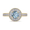 Thumbnail Image 4 of 6.0mm Aquamarine and 3/8 CT. T.W. Lab-Grown Diamond Frame Vintage-Style Ring in 14K Gold