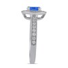 Thumbnail Image 2 of 6.0mm Blue Sapphire and 3/8 CT. T.W. Lab-Created Diamond Frame Vintage-Style Ring in 14K White Gold