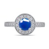 Thumbnail Image 4 of 6.0mm Blue Sapphire and 3/8 CT. T.W. Lab-Created Diamond Frame Vintage-Style Ring in 14K White Gold
