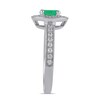 Thumbnail Image 2 of 6.0mm Emerald and 3/8 CT. T.W. Lab-Grown Diamond Frame Vintage-Style Ring in 14K White Gold