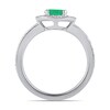 Thumbnail Image 3 of 6.0mm Emerald and 3/8 CT. T.W. Lab-Grown Diamond Frame Vintage-Style Ring in 14K White Gold