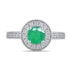 Thumbnail Image 4 of 6.0mm Emerald and 3/8 CT. T.W. Lab-Grown Diamond Frame Vintage-Style Ring in 14K White Gold