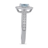 Thumbnail Image 3 of 6.0mm Aquamarine and 3/8 CT. T.W. Lab-Grown Diamond Frame Vintage-Style Ring in 14K White Gold