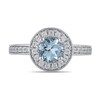 Thumbnail Image 4 of 6.0mm Aquamarine and 3/8 CT. T.W. Lab-Grown Diamond Frame Vintage-Style Ring in 14K White Gold