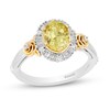 Thumbnail Image 1 of Enchanted Disney Belle Lemon Quartz and 1/5 CT. T.W. Diamond Frame Rose-Sides Ring in Sterling Silver and 10K Gold
