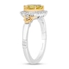 Thumbnail Image 2 of Enchanted Disney Belle Lemon Quartz and 1/5 CT. T.W. Diamond Frame Rose-Sides Ring in Sterling Silver and 10K Gold