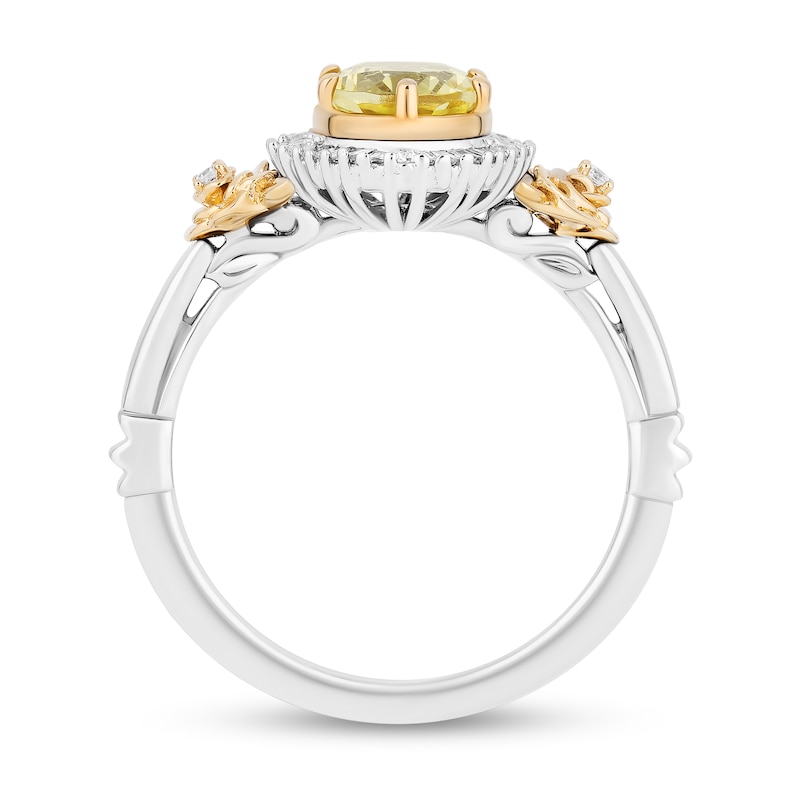Main Image 3 of Enchanted Disney Belle Lemon Quartz and 1/5 CT. T.W. Diamond Frame Rose-Sides Ring in Sterling Silver and 10K Gold