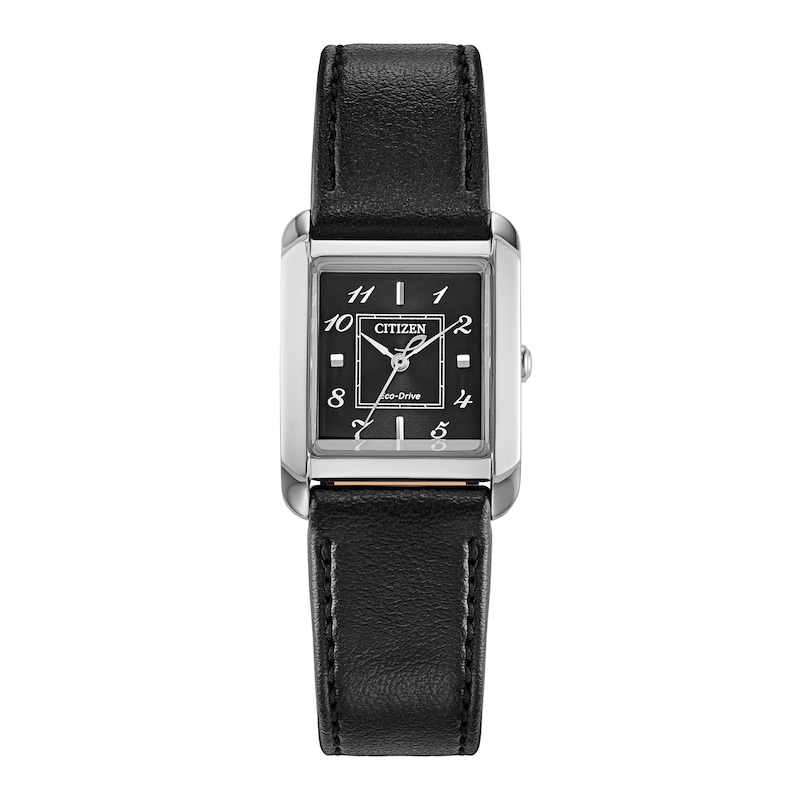 Main Image 1 of Ladies' Citizen L Bianca Watch in Stainless Steel with Black Leather Strap (Model: EW5600-01E)