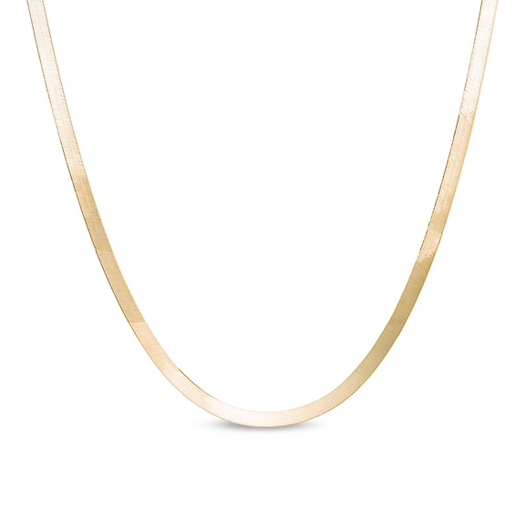 3.0mm Herringbone Chain Necklace in Solid 14K Gold - 16"