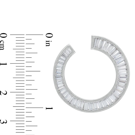 2 CT. T.w. Certified Baguette-Cut Lab-Grown Diamond Edge Open Hoop Earrings in 14K White Gold (F/Si2)