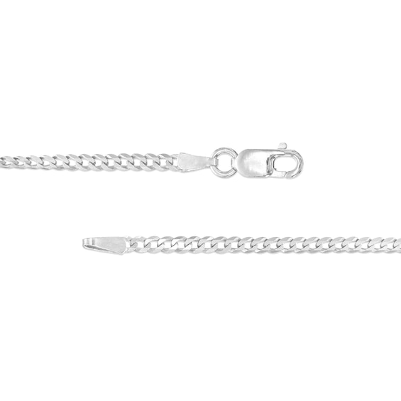 2.0mm Curb Chain Necklace in Solid 14K White Gold