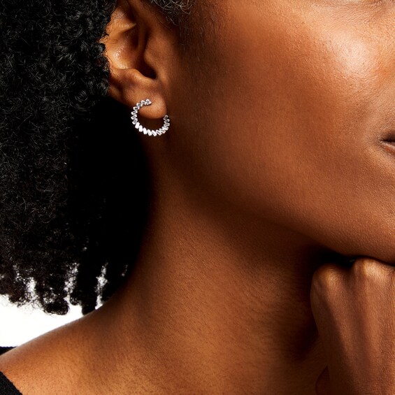 1 CT. T.w. Certified Baguette-Cut Lab-Grown Diamond Open Hoop Earrings in 14K White Gold (F/Si2)