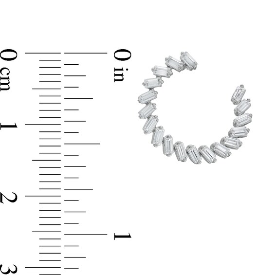 1 CT. T.w. Certified Baguette-Cut Lab-Grown Diamond Open Hoop Earrings in 14K White Gold (F/Si2)