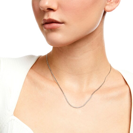 2.0mm Curb Chain Necklace in Solid 14K White Gold