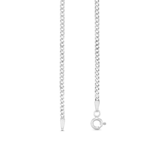 2.0mm Curb Chain Necklace in Solid 14K White Gold
