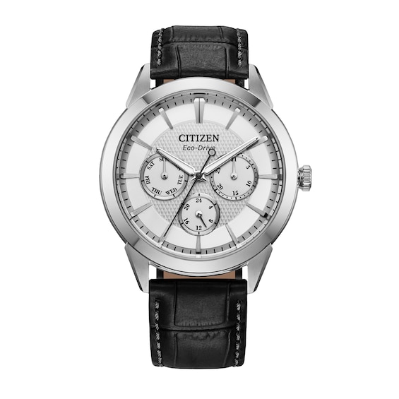 Men's Citizen Rolan Watch in Stainess Steel with Grey Leather Strap (Model: Bu2110-01A)