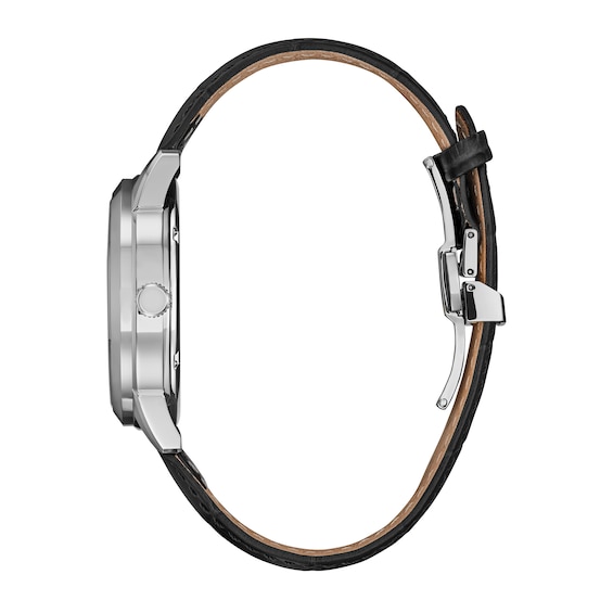 Men's Citizen Rolan Watch in Stainess Steel with Grey Leather Strap (Model: Bu2110-01A)