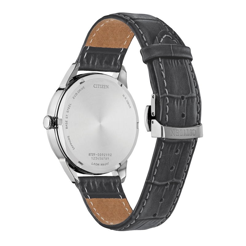Main Image 3 of Men's Citizen Rolan Watch in Stainess Steel with Grey Leather Strap (Model: BU2110-01A)