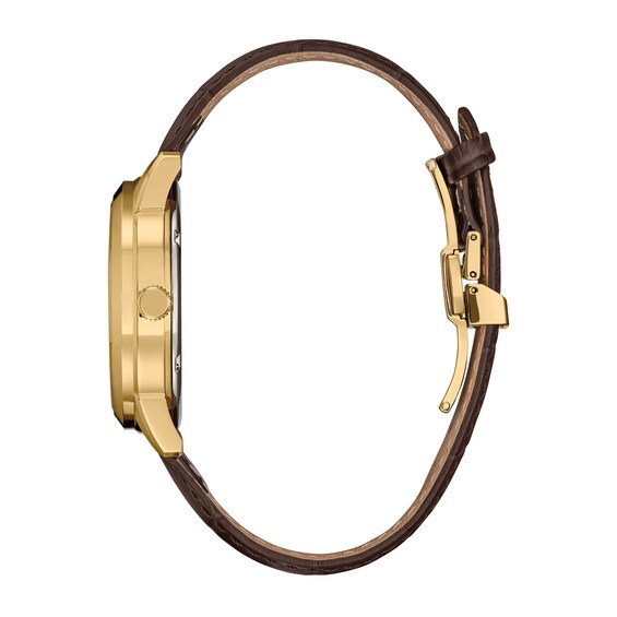 Men's Citizen Rolan Watch in Gold-Tone Stainess Steel with Brown Leather Strap (Model: Bu2112-06E)