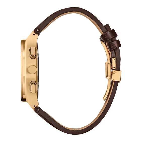 Men's Citizen Axiom Watch in Yellow-Tone Stainess Steel with Brown Leather Strap (Model: Ca4583-01E)