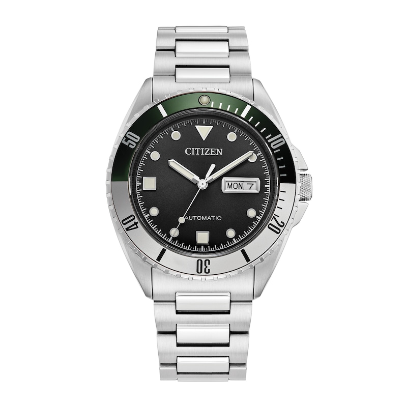 Main Image 1 of Men's Citizen Sport Automatic Black Dial Watch in Stainless Steel (Model: NH7531-50E)