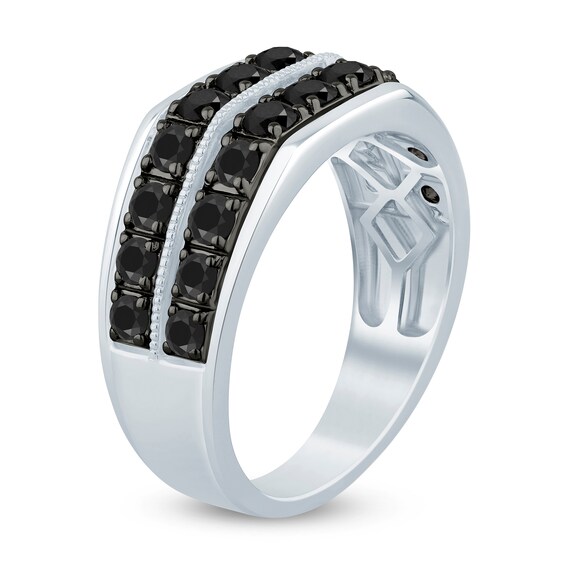 1-5/8 CT. T.w. Black Diamond Double Row Ring in 10K White Gold
