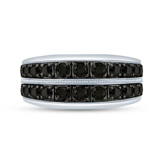 1-5/8 CT. T.w. Black Diamond Double Row Ring in 10K White Gold