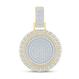 1/2 CT. T.W. Diamond Swirl Edge Medallion Necklace Charm in 10K Gold