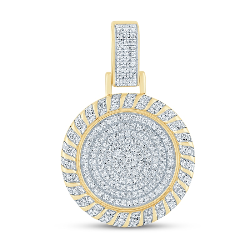 Main Image 1 of 1/2 CT. T.W. Diamond Swirl Edge Medallion Necklace Charm in 10K Gold