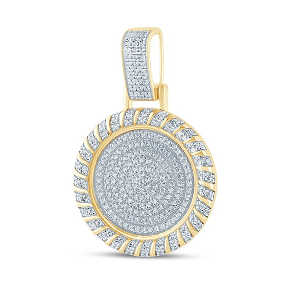 1/2 CT. T.w. Diamond Swirl Edge Medallion Necklace Charm in 10K Gold