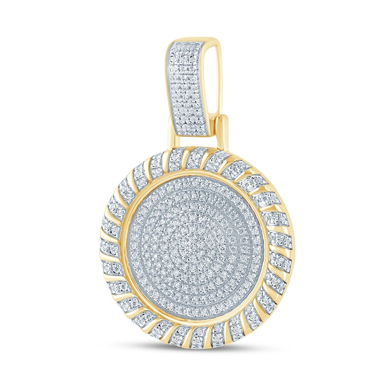 Main Image 2 of 1/2 CT. T.W. Diamond Swirl Edge Medallion Necklace Charm in 10K Gold