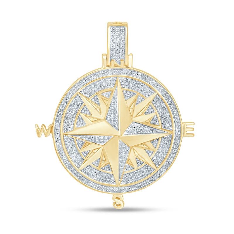 Main Image 1 of 3/8 CT. T.W. Diamond Compass Necklace Charm in 10K Gold