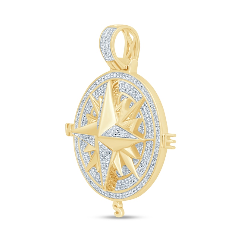Main Image 2 of 3/8 CT. T.W. Diamond Compass Necklace Charm in 10K Gold