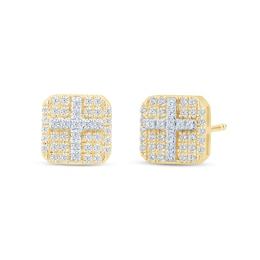 1/5 CT. T.W. Diamond Cross Stud Earrings in 10K Gold